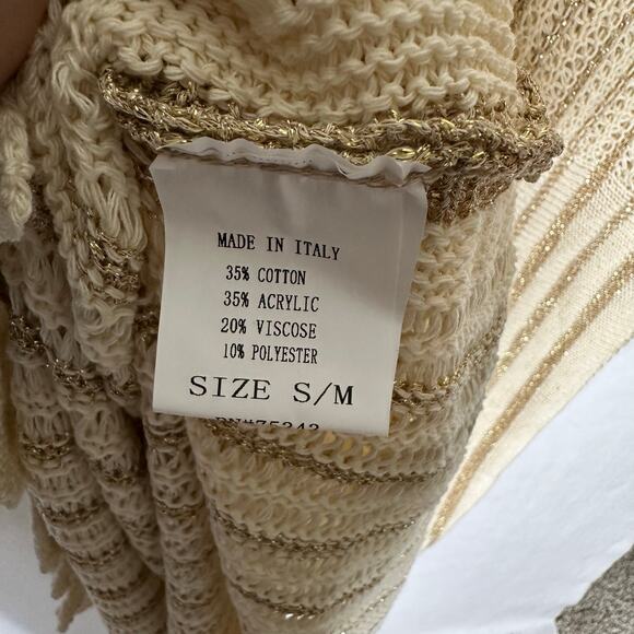 NWT Italian Floris Knit Metallic Striped Maxi Cover-Up Dress – Beige/Gold – S/M - Picture 9 of 11